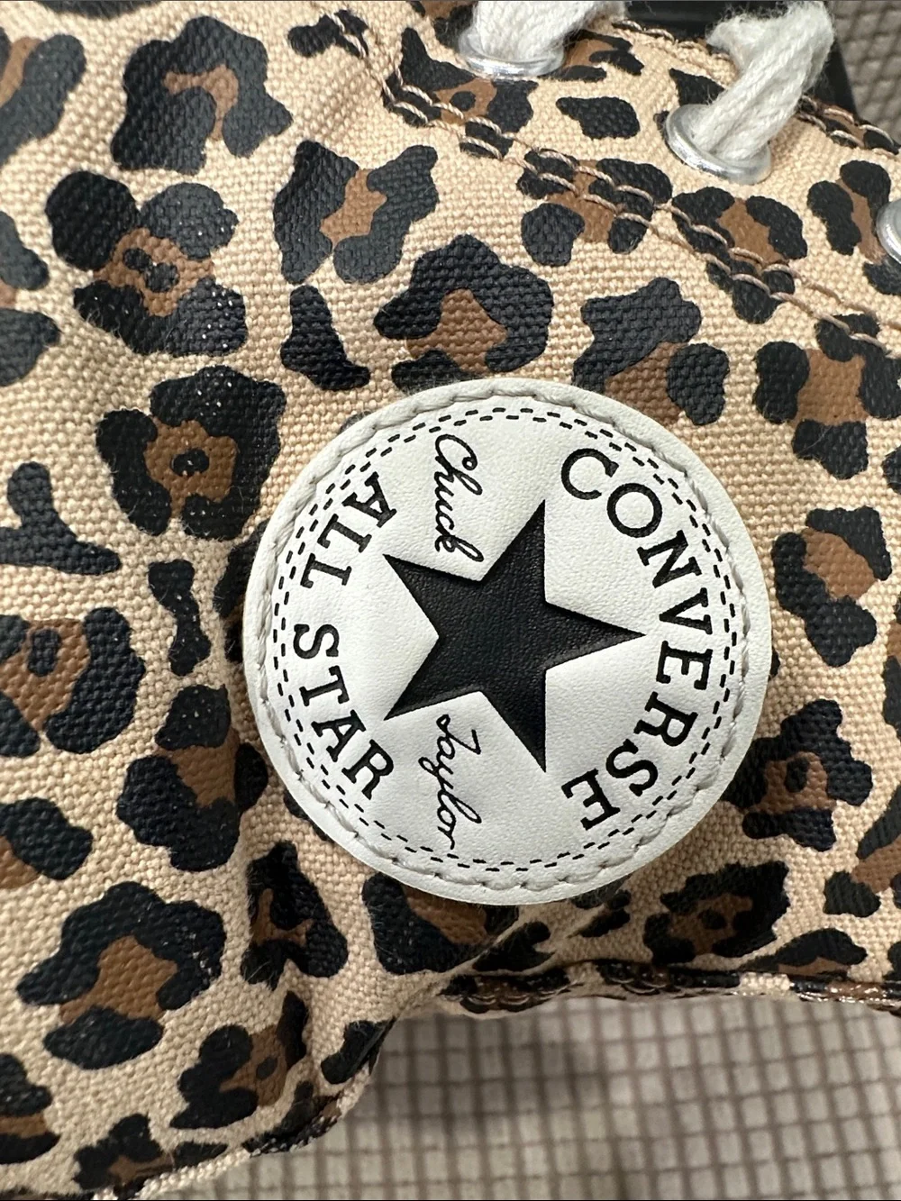 Girls 3 Converse platform Leopard Print High Top Sneakers - Beige/Black